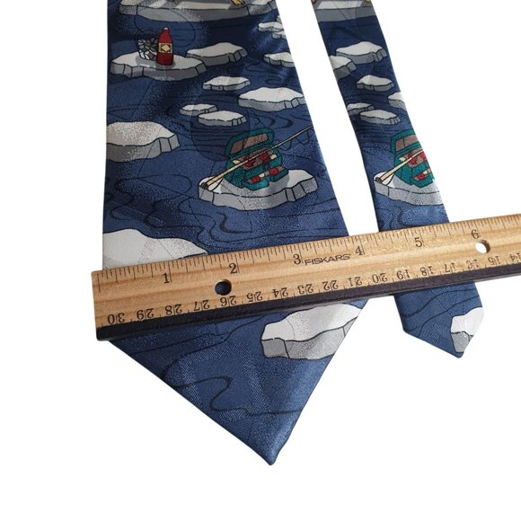 Novelty Thinking Of You Vintage Men Fishing Polar Bear Necktie Holiday Gift Dad - Picture 3 of 5